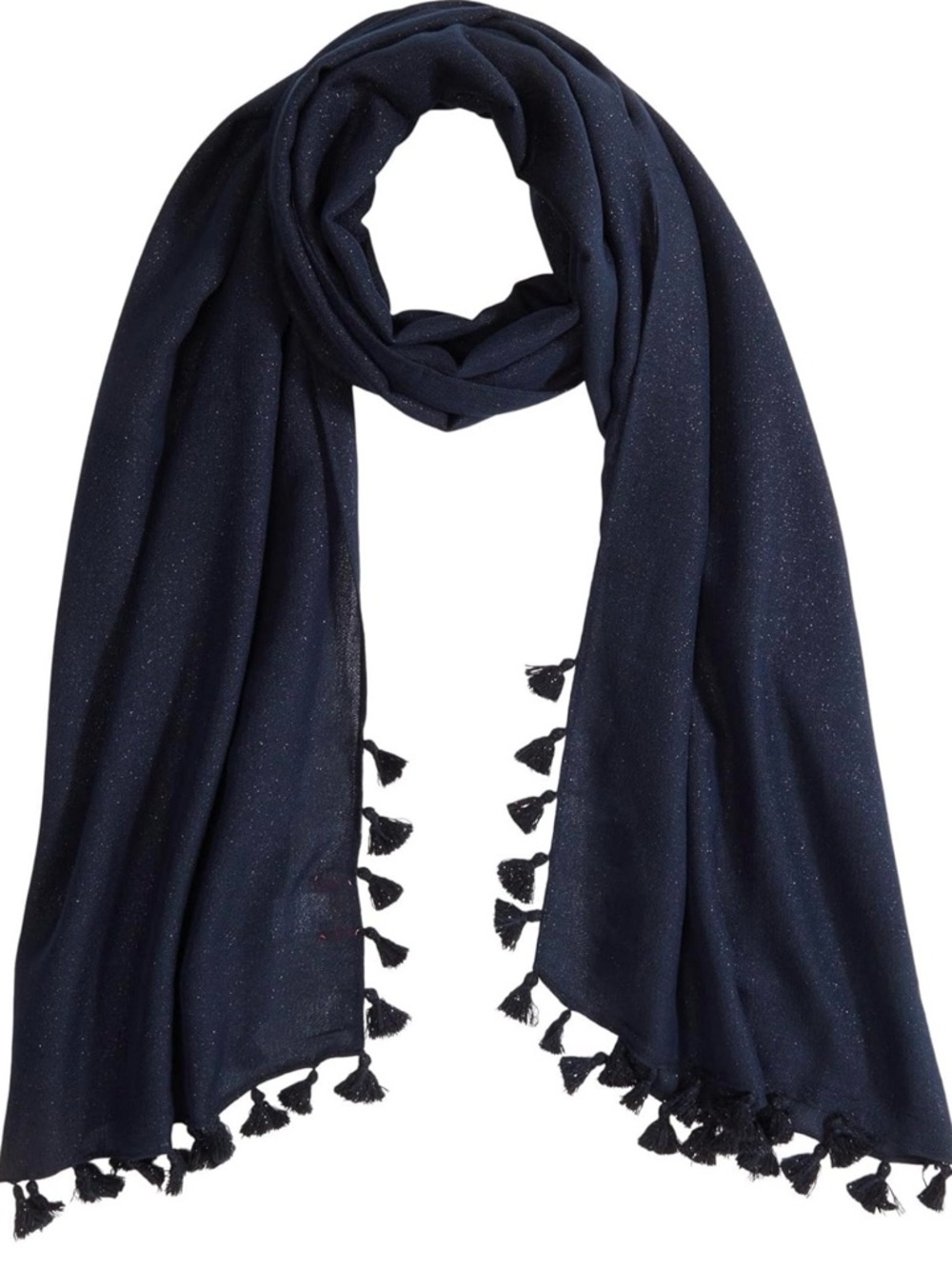 Lilly Pulitzer Navy Scarf with Pink Label and Silver Lurex